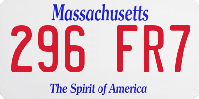 MA license plate 296FR7
