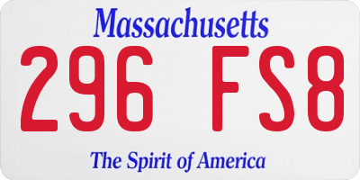 MA license plate 296FS8