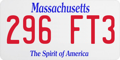 MA license plate 296FT3