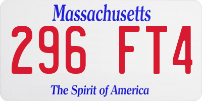 MA license plate 296FT4