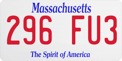MA license plate 296FU3