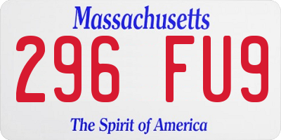 MA license plate 296FU9