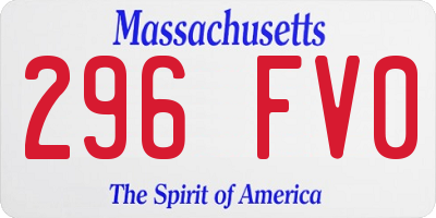 MA license plate 296FV0