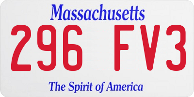 MA license plate 296FV3