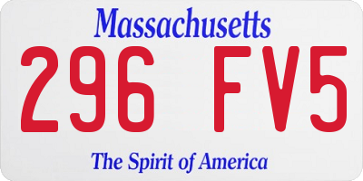 MA license plate 296FV5