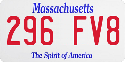 MA license plate 296FV8