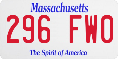 MA license plate 296FW0