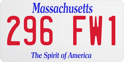 MA license plate 296FW1