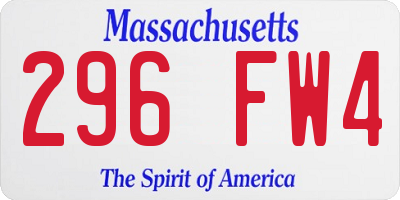 MA license plate 296FW4