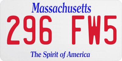 MA license plate 296FW5