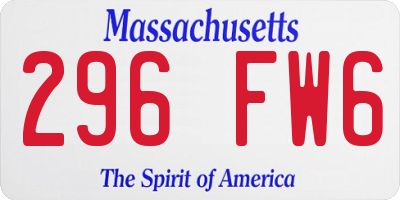 MA license plate 296FW6