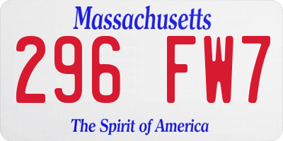 MA license plate 296FW7