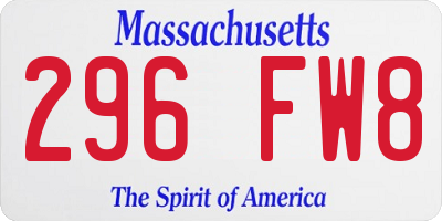 MA license plate 296FW8
