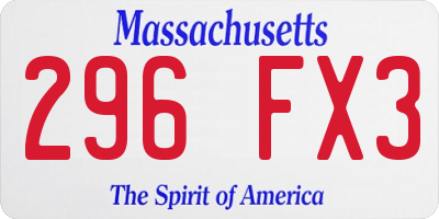 MA license plate 296FX3