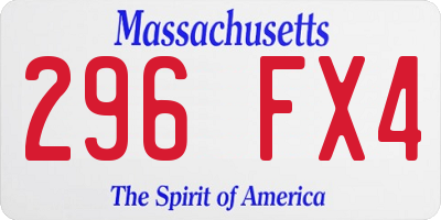 MA license plate 296FX4