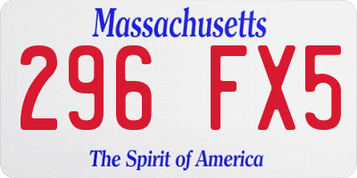 MA license plate 296FX5