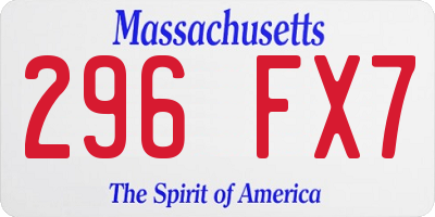 MA license plate 296FX7
