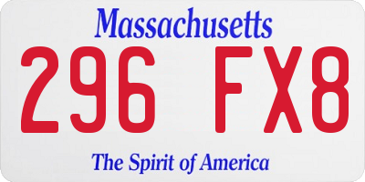 MA license plate 296FX8