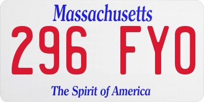 MA license plate 296FY0