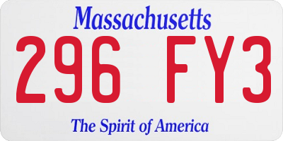 MA license plate 296FY3