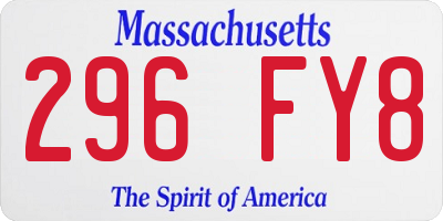 MA license plate 296FY8