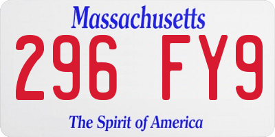 MA license plate 296FY9