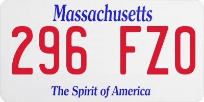 MA license plate 296FZ0
