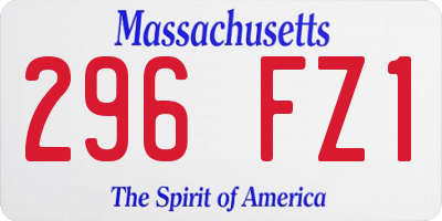 MA license plate 296FZ1