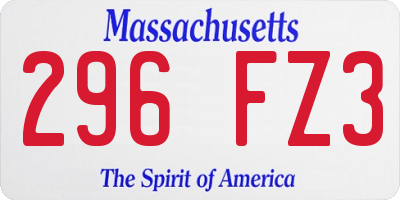 MA license plate 296FZ3