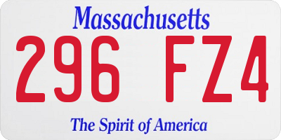 MA license plate 296FZ4