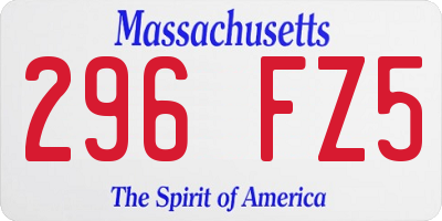 MA license plate 296FZ5