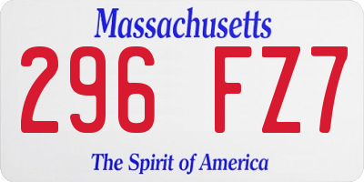 MA license plate 296FZ7