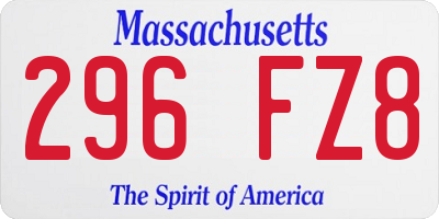 MA license plate 296FZ8