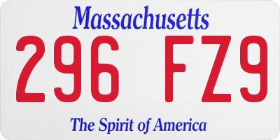 MA license plate 296FZ9
