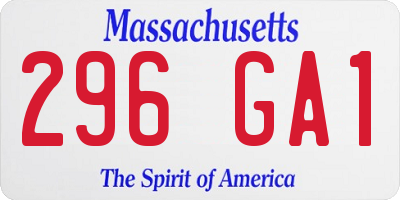 MA license plate 296GA1