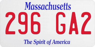 MA license plate 296GA2