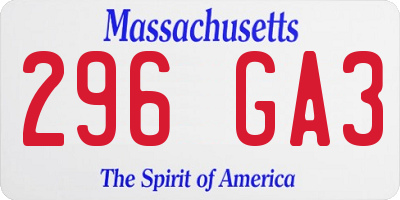 MA license plate 296GA3