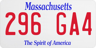 MA license plate 296GA4