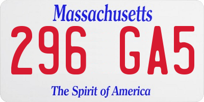 MA license plate 296GA5