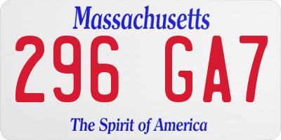 MA license plate 296GA7
