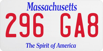 MA license plate 296GA8