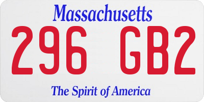 MA license plate 296GB2