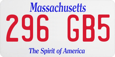 MA license plate 296GB5