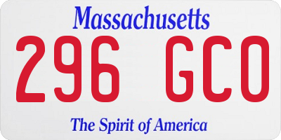 MA license plate 296GC0