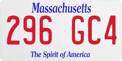 MA license plate 296GC4