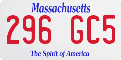 MA license plate 296GC5