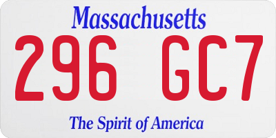 MA license plate 296GC7