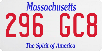 MA license plate 296GC8
