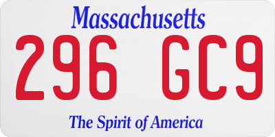 MA license plate 296GC9