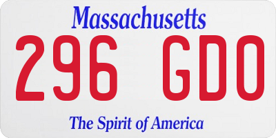 MA license plate 296GD0